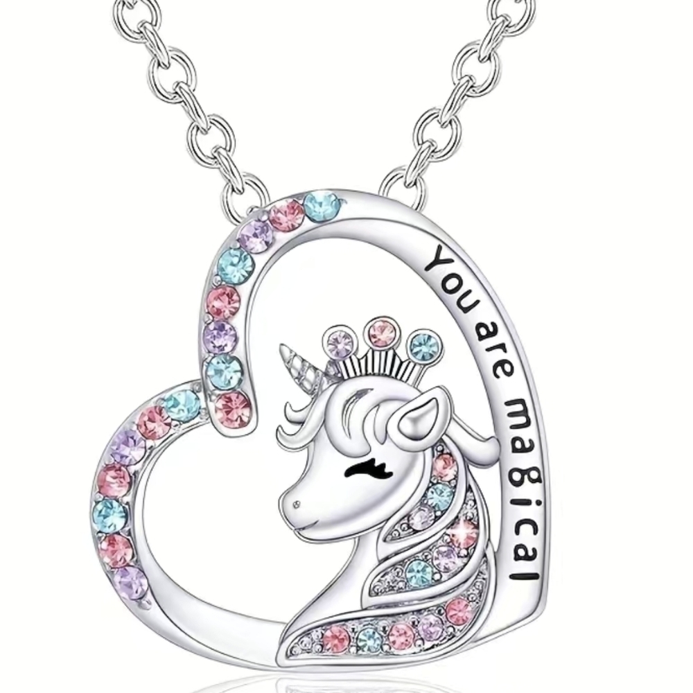 New Creative Elegant Cute Unicorn Heart Pendant Necklace, T1B3B